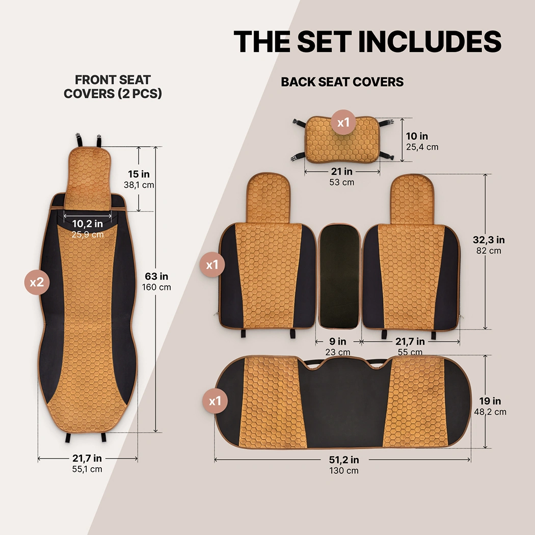 Car Seat Covers Set Tan Black Hexy Gallery 6