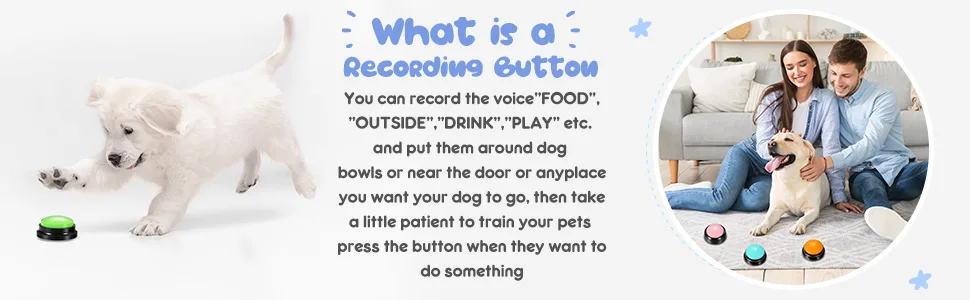 Voice Recording Button Pet Toys Dog Buttons for Communication Pet Training Buzzer Recordable Talking Button Intelligence Toy Voice Recording Button Pet Toys Dog Buttons for Communication Pet Training Buzzer Recordable Talking Button Intelligence Toy