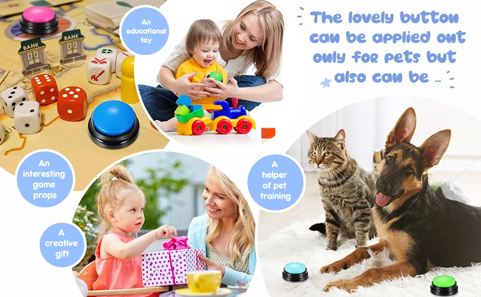 Voice Recording Button Pet Toys Dog Buttons for Communication Pet Training Buzzer Recordable Talking Button Intelligence Toy Voice Recording Button Pet Toys Dog Buttons for Communication Pet Training Buzzer Recordable Talking Button Intelligence Toy