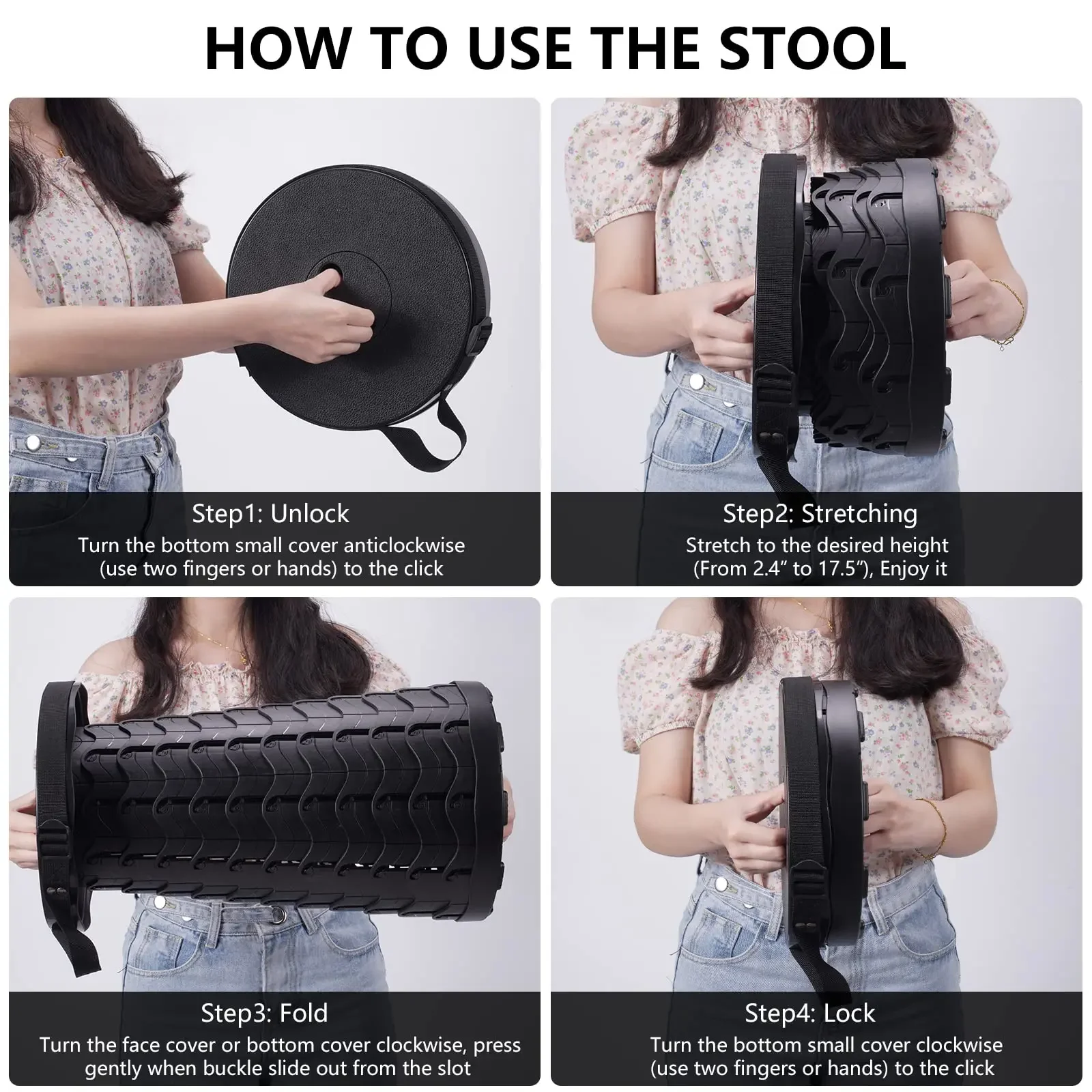 Camping Stool for Hiking Portable Collapsible Telescopic Stool Sturdy Fishing with Carry Bag Telescopic Stool Camping Stool for Hiking Portable Collapsible Telescopic Stool Sturdy Fishing with Carry Bag Telescopic Stool