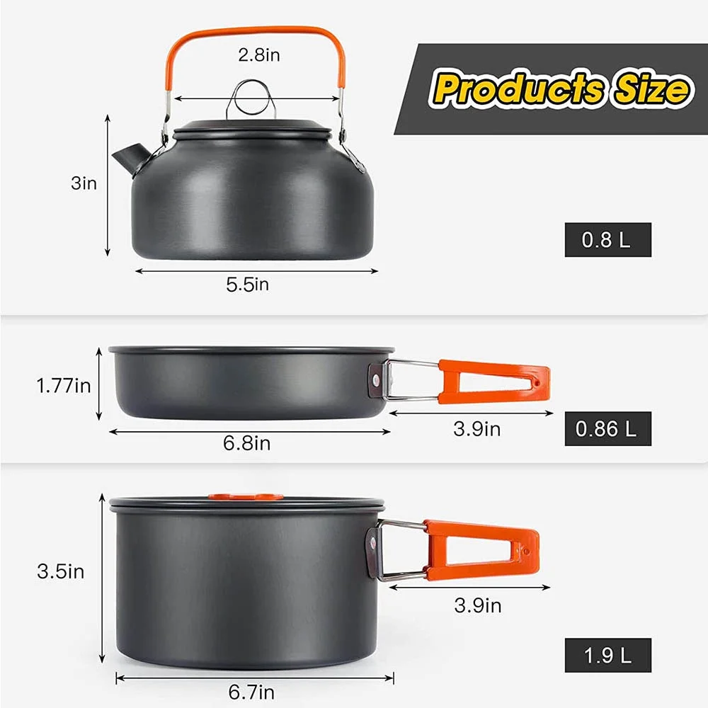 Camping Cooking Set Outdoor Aluminum Lightweight Equipment Camping Cookware Kit For Traveling Trekking Hiking Supplies Camping Cooking Set Outdoor Aluminum Lightweight Equipment Camping Cookware Kit For Traveling Trekking Hiking Supplies